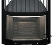 T75: Energy fireplace, three-sided, with brick, sliding door, black